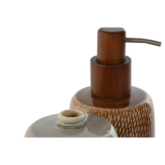 Soap Dispenser Home ESPRIT Brown Grey Polyethylene Stoneware 8,5 X 8,5 X 16 cm (2 Units)-1