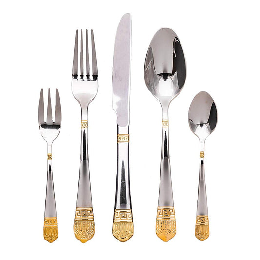 Set tacamuri 84 piese in diferite culori-argintiu/auriuBesteckset 84 Teile Edelstahl für 12 Personen – Silber / Gold-1
