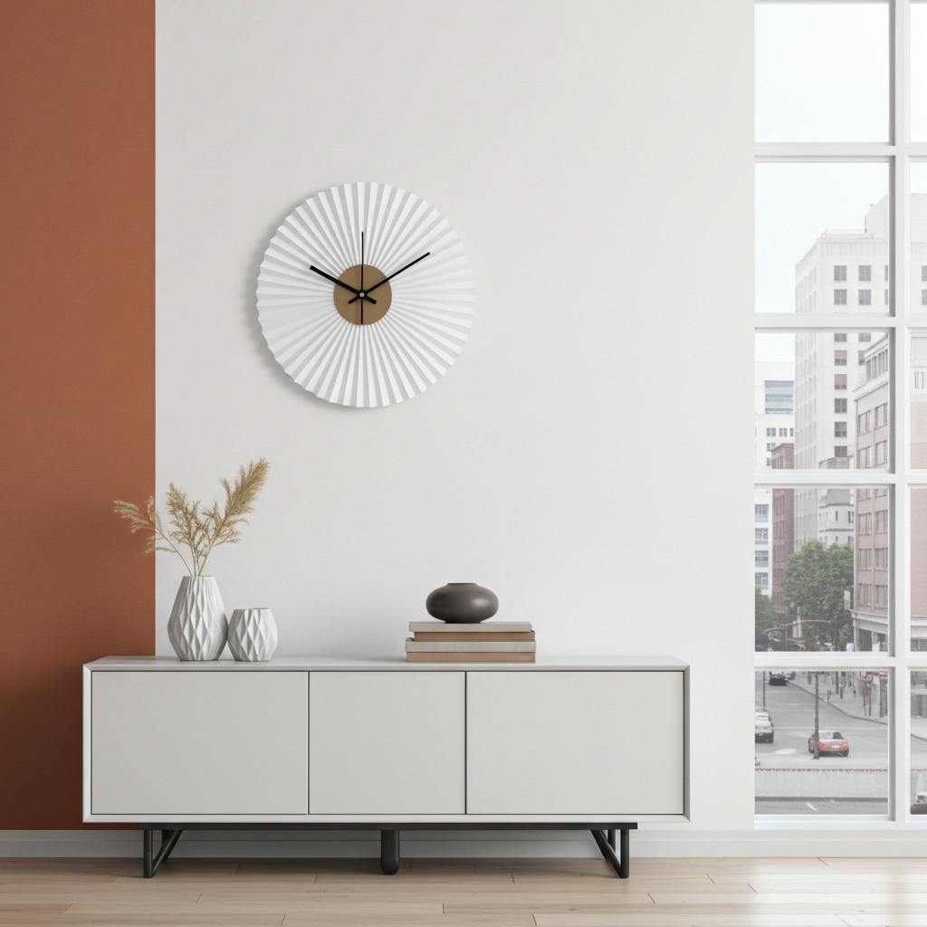 DKD Home Decor Moderne Wanduhr Weiß Schwarz 30 cm | 2er-Set