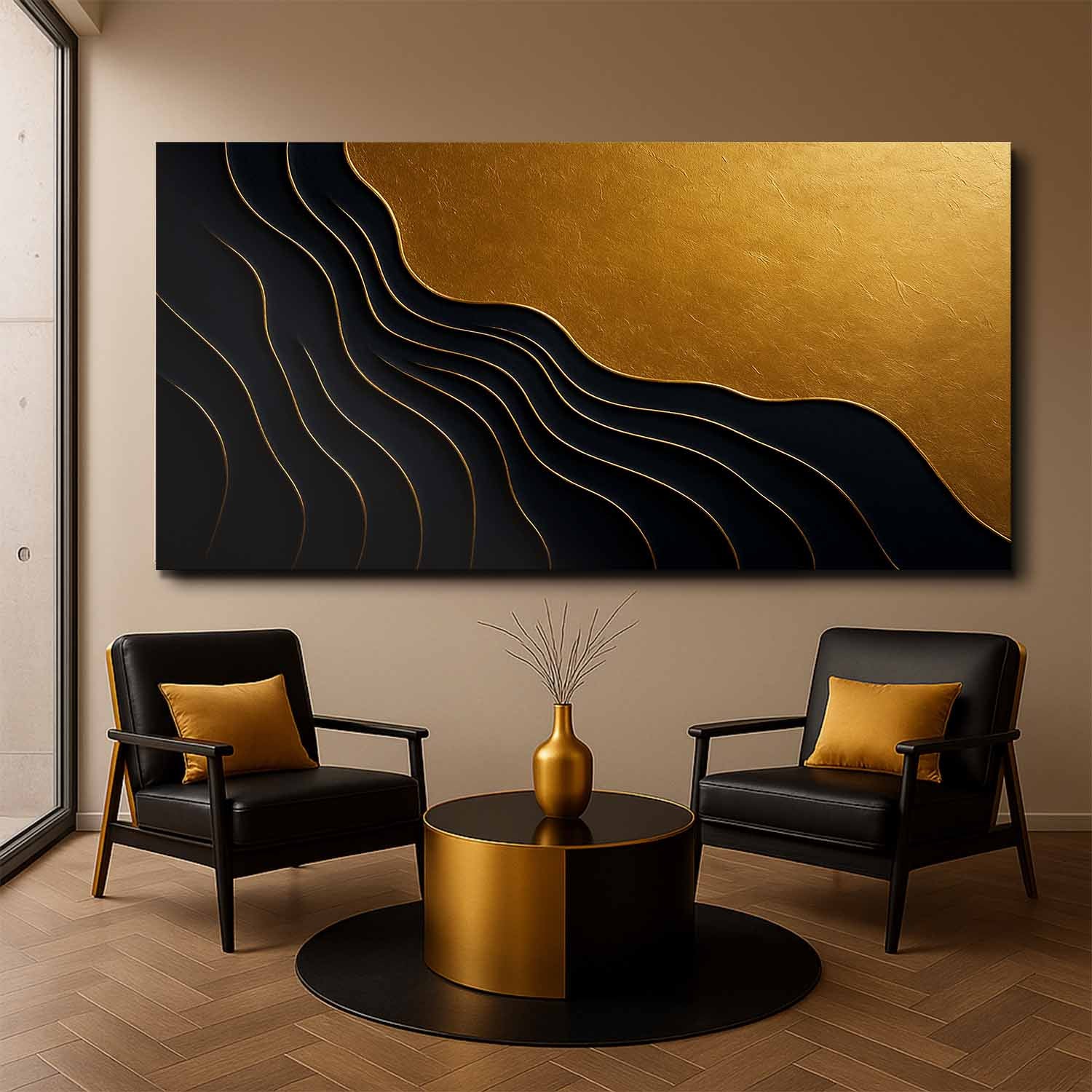 Black And Gold Minimalist Abstract IX-2