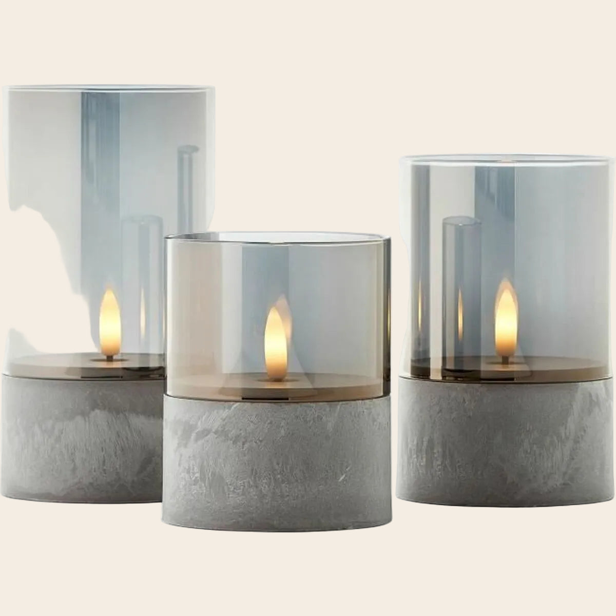 LED-Kerzen Set Brilliant – Grau, Metall (3 Stück)-0