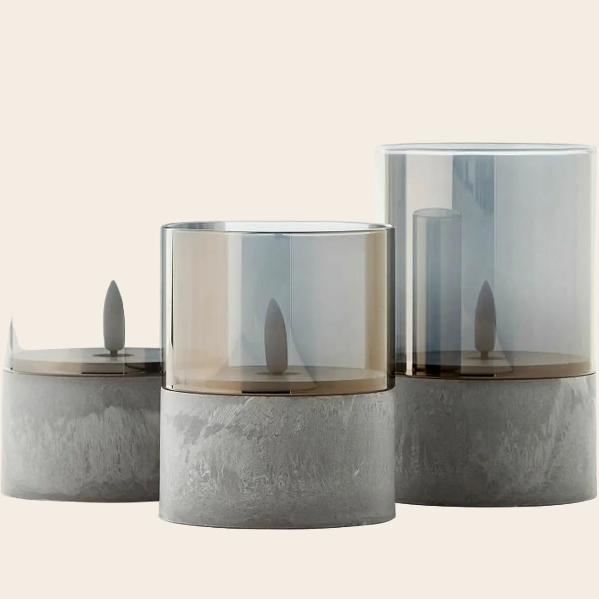 LED-Kerzen Set Brilliant – Grau, Metall (3 Stück)-2