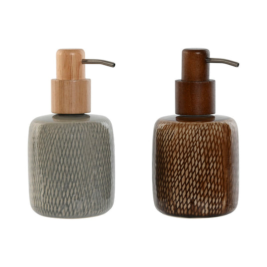 Soap Dispenser Home ESPRIT Brown Grey Polyethylene Stoneware 8,5 X 8,5 X 16 cm (2 Units)-0